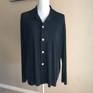 Chico’s Travelers Black Button Down Shirt Top 3/XL